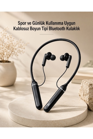 Kablosuz Boyun Tipi Bluetooth Kulaklık Mikrofonlu Spor Ve Günlük Kullanıma Uygun - Lisinya Standart