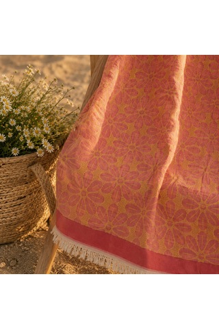 Soft Çiçek Peştamal - Hardal - 80x140 Cm