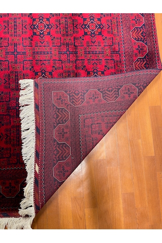 El Dokuma Afgan Biljik 100% Yün Kök Boya Elsanat Eserı Bordo