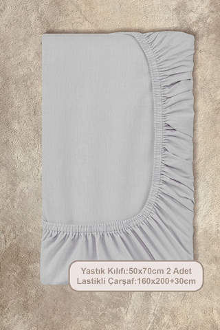 Elart Basic Lastikli Çarşaf Seti Çift Kişilik 160x200+28 Gri