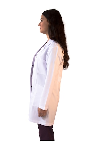 Vayteks Gömlek Yaka Orta Boy Beyaz Kadın Doktor Öğretmen Laboratuvar Önlüğü Beyaz