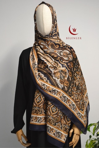Bilenler Etnik Desenli Pamuklu Şal 70x190 Cm Lacivert