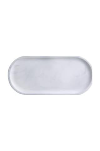 Beyaz Mermer Seramik Depolama Tepsi Oval Elips Meyve Tepsisi Dekoratif Plaka Takı Yiyecek Tatlı Depolama Çanak Dekorasyon Depolama Tepsileri Beyaz Ahşap - Gri