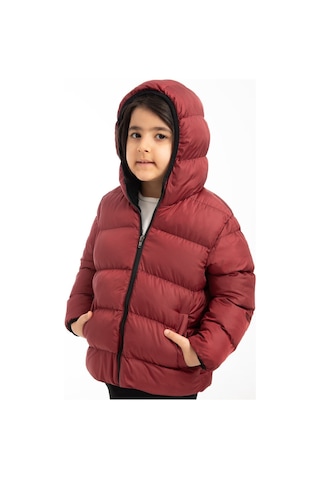Kız Çocuk Bordo Içi Polarlı Kapüşonlu Su Geçirmez Rüzgara Dayanıklı Şişme Kışlık Mont & Kaban Bordo