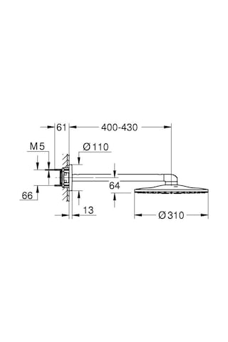 Grohe Rainshower Smartactive 310 Tepe Duşu Seti 430 Mm, 2 Akışlı - 26475a00 Metalik