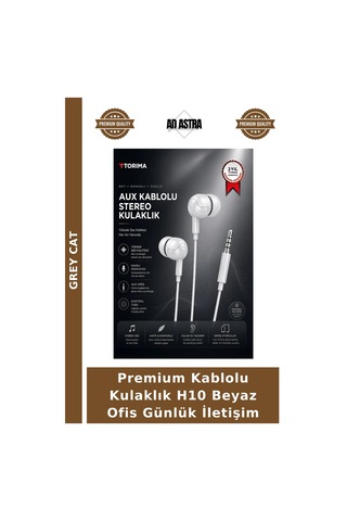 Premium Kablolu Kulaklık H10 Beyaz Ofis Günlük İletişim