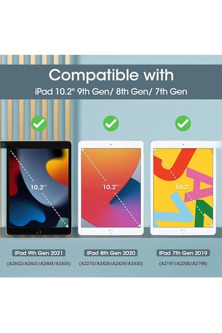 İpad 7. 8. 9. Nesil 10.2" İçin Uyumlu El Tutamaçlı Standlı Deri Tasarım Kılıf Arka Kapak