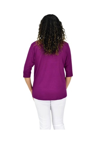 Caftan Kadın Kısa Kol Taşlı Bluz Bgl-st04711 Mor