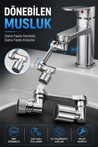 Dönebilen Musluk Özel Su Akış Tasarımı - Lisinya Çok Renkli