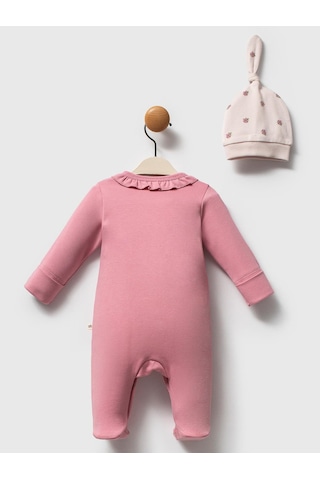 Moi Noi Baby Moi Noi 2li Şapkalı Baskılı Tulum - Pembe Gül Kurusu