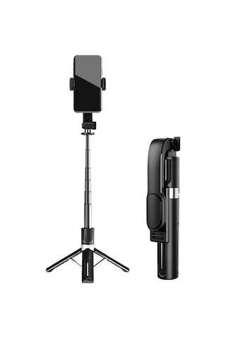 Jmary Kt-219 360 Derece Dönebilen Kablosuz Kumandalı Tripod Ve Selfie Çubuğu Siyah