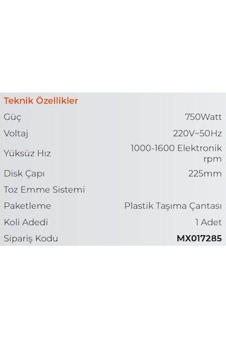 Max Extra MX7285 Toz Emişli Led Işıklı Alçıpan Zımparalama Makinesi 750 W