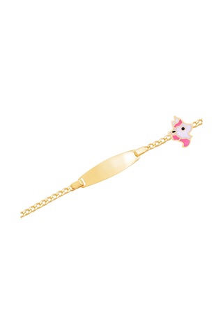 Diamond Line - Gülaylar 14 Ayar Altın Künye Bileklik Sarı Altın