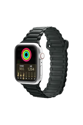 Dux Ducis Apple Watch Uyumlu 42/44/45mm İçin Manyetik Armor Silikon Kordon Kayış- 5775