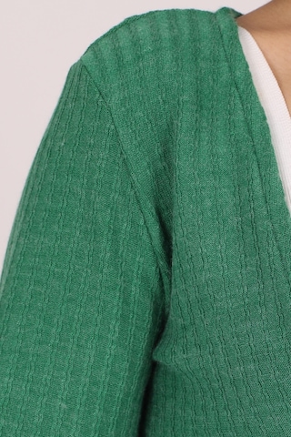 Armonika Kadın Yeşil V Yaka Yumuşak Dokulu Önü Bağlamalı Kolları Lastikli Triko Hırka Arm-26k001010