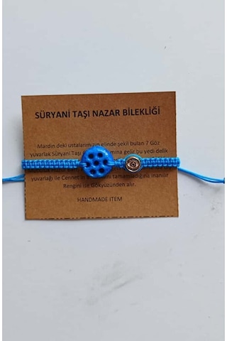 Unisex Bileklik Farklı Renkler Güzel Yedi Göz Süryani Nazar Taşı Gstb002 Mavi