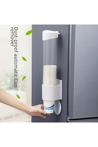 Yaozixa Ev İçin Otomatik Bardak Alma Fonksiyonlu, Toz Koruyucu, Delik Açmadan Duvar Takılan Tek Kullandım Bardak Rafı Yeni Beyaz Diğer