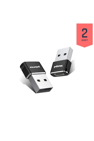 Usb A To Type C Dönüştürücü Adaptör Yeni Nesil Şarj Kablo Çevirici Siyah 2 Adet Siyah