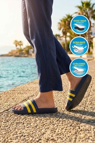 Walkway Sarı Lacivert Hafif Esnek Unisex Terlik 8000-01 G Lacivert - Sarı