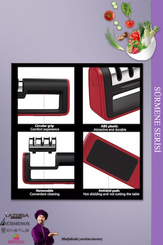 Bıçak Bileme Aleti Profesyonel Bıçak Bileyici 3 Açılı Elmas Seramik Çelik Bileme Siyah