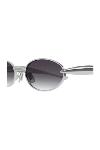 Bottega Veneta Bv 1386s 003 57 Kadın Oval Gri Metal Güneş Gözlüğü Gri