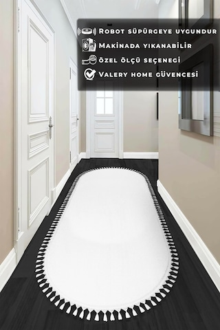 Vl Yuvarlak Comfort Ponpon Saçaklı Peluş Oval Beyaz Ponpon