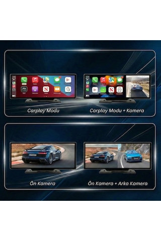 Embatech 10.26 İnç Carplay Ve Android Auto Destekli 4k Ön Arka Çift Kameralı Tak Çalıştır Araç Multimedya Ekranı 10.25"
