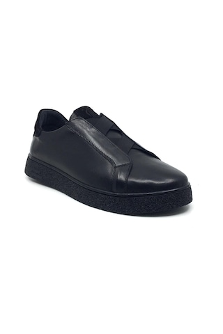 Catelli %100 Deri Tam Ortopedik Yumuşak İç Taban Erkek Kışlık Rahat Günlük Lastikli Sneaker Ayakkabı 40-44 Siyah