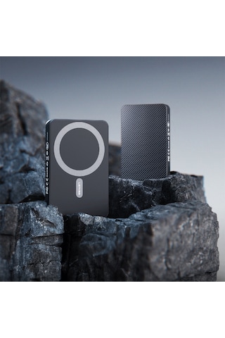 Lenyes P32-1 M-safe Şarj Özellikli Aramid Fiber Powerbank 15w 10000mah Siyah Siyah