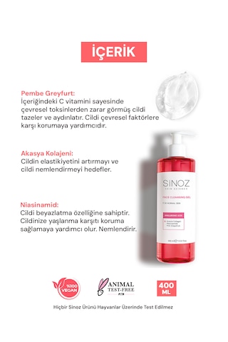 Sinoz Normal Ciltler için Yüz Temizleme Jeli 400 ML