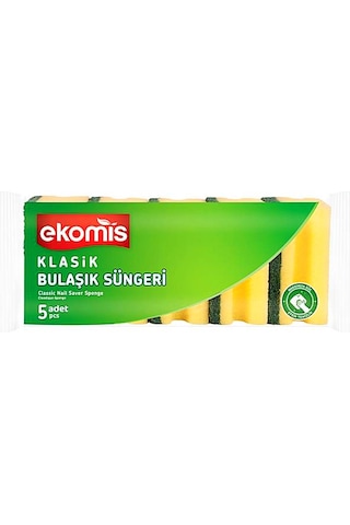 Ekomis Klasik Yeşil Sünger Oluklu 5 Li 2 Paket