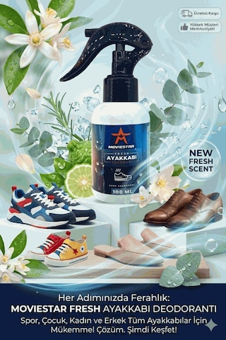 Qramed Moviestar Orthopedix Ayakkabı Deodorantı Koku Giderici Sprey 100 Ml Trigerli Çok Renkli
