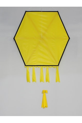 Kumaş Çerçeveli Altıgen Uçurtma - Düz Renk(Sarı)