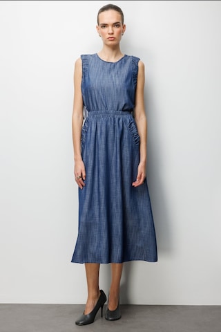 On Kadın Beli Lastikli Maxi Etek 74321 Indigo İndigo