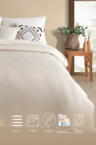 Elart Rubby Müslin Pike Çift Kişilik 210x230 Cm Vizon Vizon