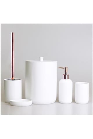 By Selim Home Elegance Beyaz Polyester 5 Parça Banyo Seti Beyaz