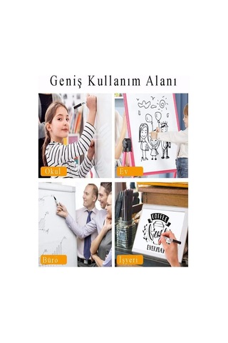 Mavi Yazı Tahta Kalemi 12 Adet Kartuşlu Değişebilen Kolay Silinebilir Beyaz Yazı Tahta Kalemi Doldurulabilir Çok Renkli