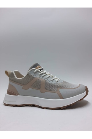 Bulldozer Triko Hafif Esnek Bej Rengi Bağcıklı Dar Kalıp Sneaker Spor Erkek Ayakkabı C-6324144597bll