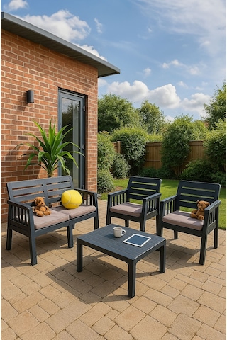 Silva Minderli 2+1+1+s Antrasit Balkon&bahçe&teras Takımı Antasit