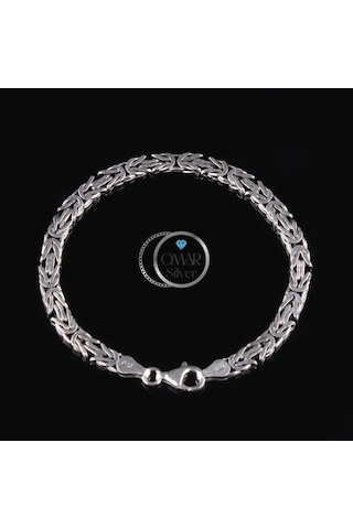 Omar Silver 925 Ayar El İşi Kral Bileklik 5,50 Mm