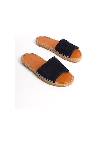 Mubiano Hakiki Deri Summer Erkek Süet Jüt Taban Lacivet Espadril Terlik -mssr122-lcv Lacivert