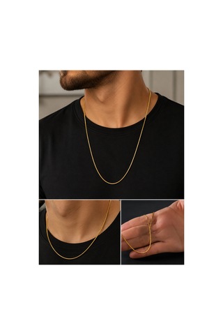 Çelik Renk Atmaz Zincir Kolye 55 Cm 1.8mm Altın - 907832713 Altın