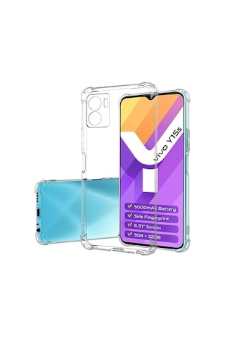 Vivo Y15s Kapak Kamera Korumalı Airbag Antishock Köşe Korumalı Şeffaf Silikon Kılıf