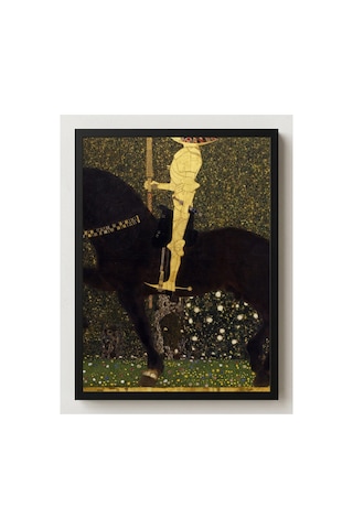 Klimt Altın Şövalye Çerçevesiz Poster 30x42 Cm A3 Tablo Art Nouveau Duvar Dekoru Mat Fotoğraf Kağıdı