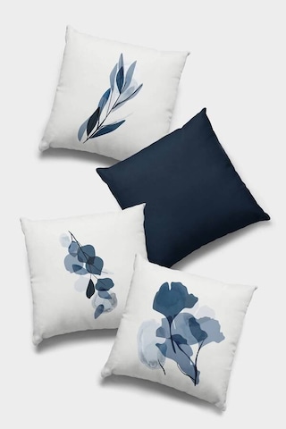 Lacivert Yapraklı Çift Taraf 4'lü Set Kırlent Kılıfı 4kr052n11