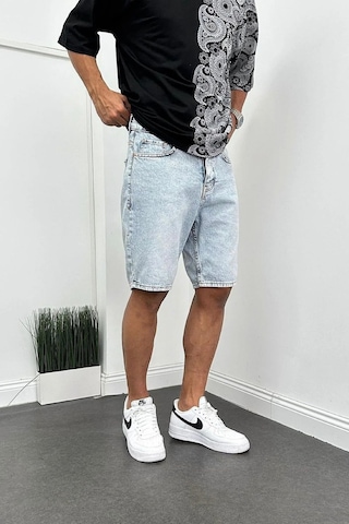 Kaizer Denim Erkek Buz Mavisi Baggy Şort Buz Mavi