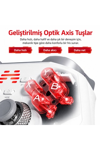 Beitong KP40 TMR Sertlik Ayarlanabilir Joystick Kablosuz Beyaz Gamepad