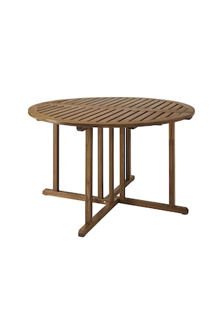 Yemek Masası, Açık Kahverengi, 130 Cm Balkon,teras,bahçe Masa Ahşap Yuvarlak Kahverengi