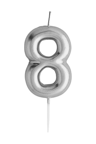 Rakamlı Gümüş Silver Pasta Mumu Yaş 8