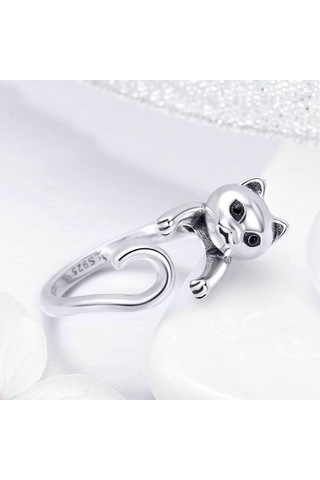 Fastbuy 925 Ayarlı Gümüş Kedisi Zırcon Aksesuarlı Çok Renkli Naive Yüzük Çok Renkli